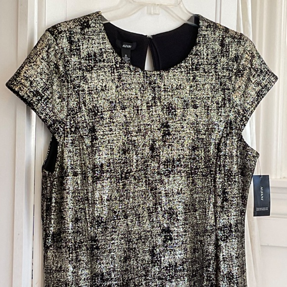 ALFANI Rose Shimmer Metallic Fit & Flare Dress Black Gold Women’s Plus Size 16 - Picture 16 of 16